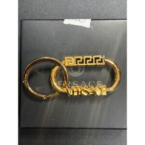 VERSACE New Greca Logo Key Chain Accessory Key‎ Holder Metal Gold